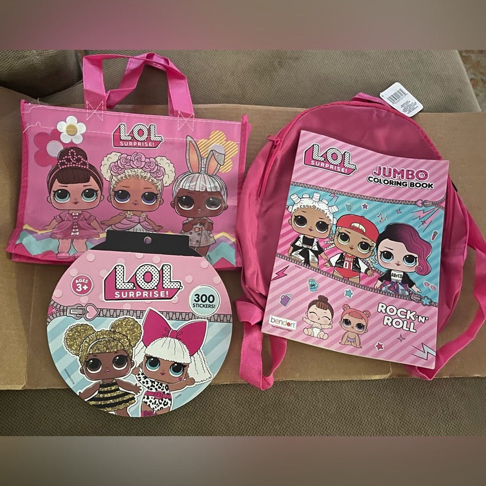 LOL Surprise Coloring Book, Sticker Book & Mini Bag Set